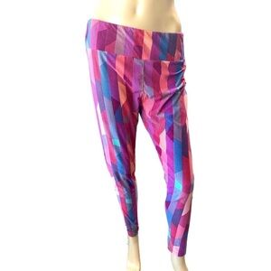 LuLaRoe Multicolored Geometric Pattern High Waisted Leggings Size TC